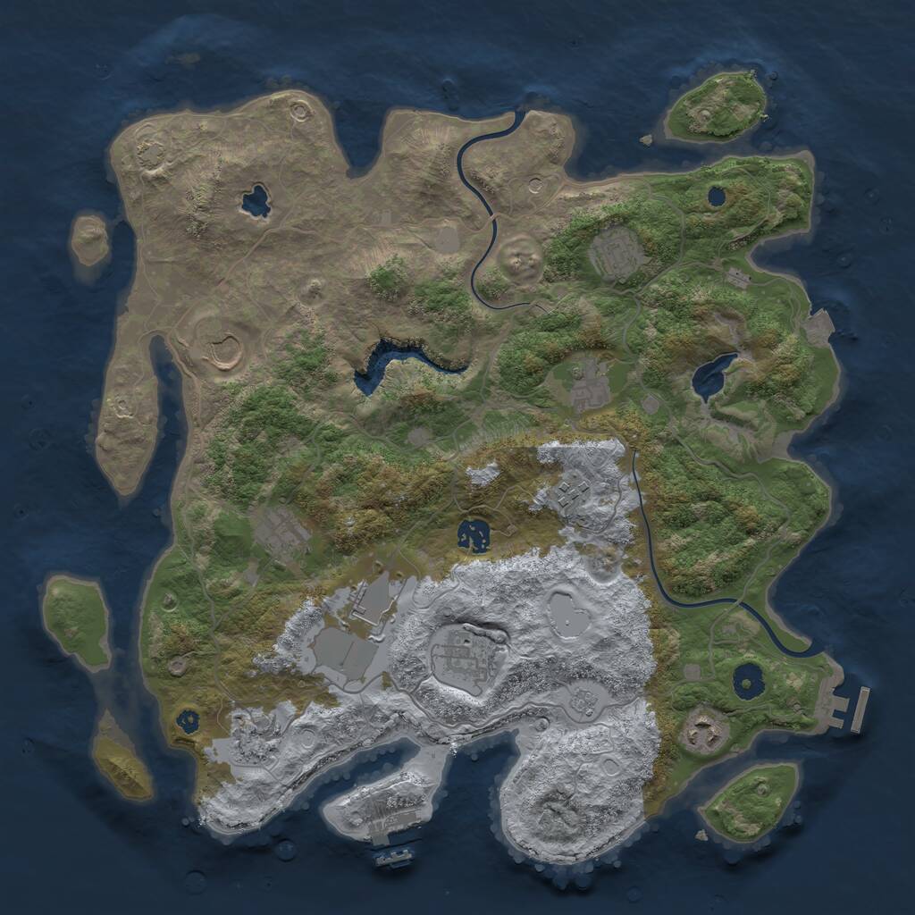 Rust Map: Procedural Map, Size: 4000, Seed: 1122746463, 16 Monuments