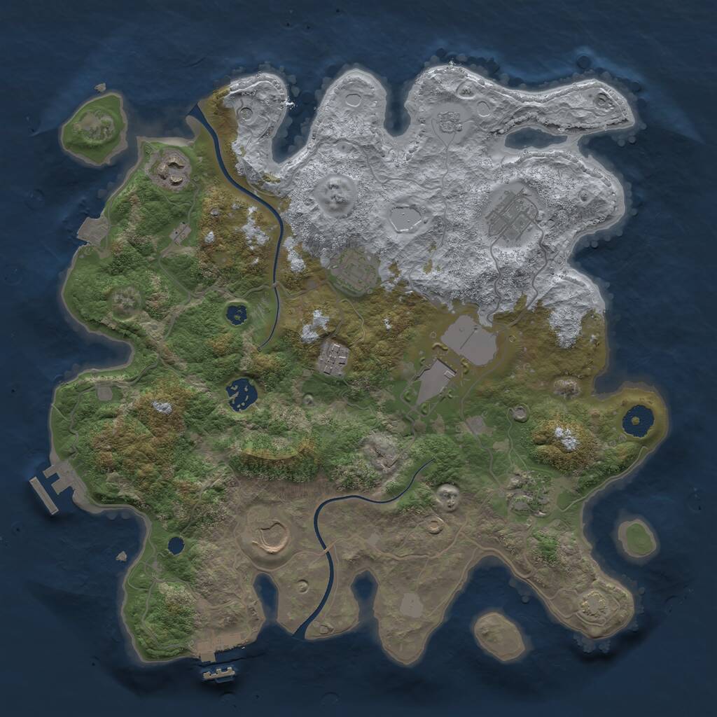Rust Map: Procedural Map, Size: 3500, Seed: 812646526, 14 Monuments