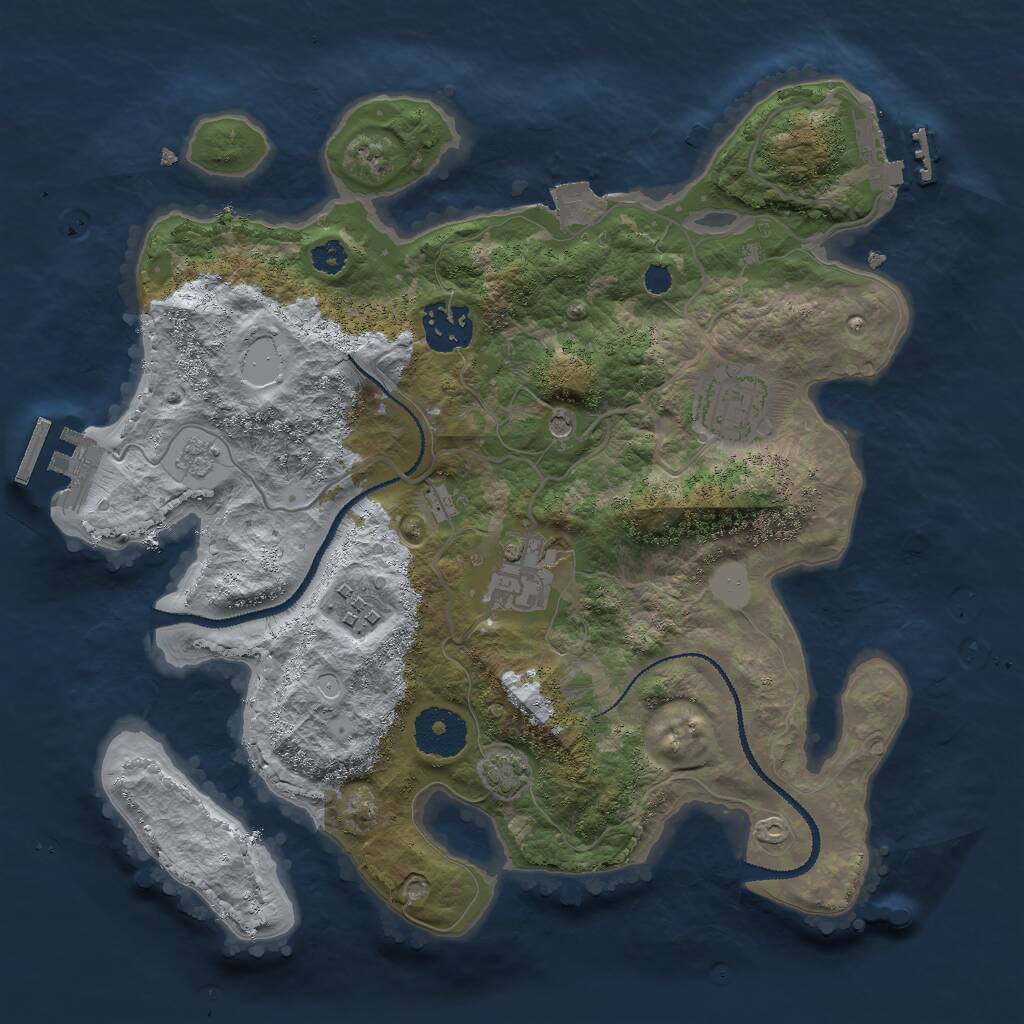 Rust Map: Procedural Map, Size: 3000, Seed: 656655, 10 Monuments