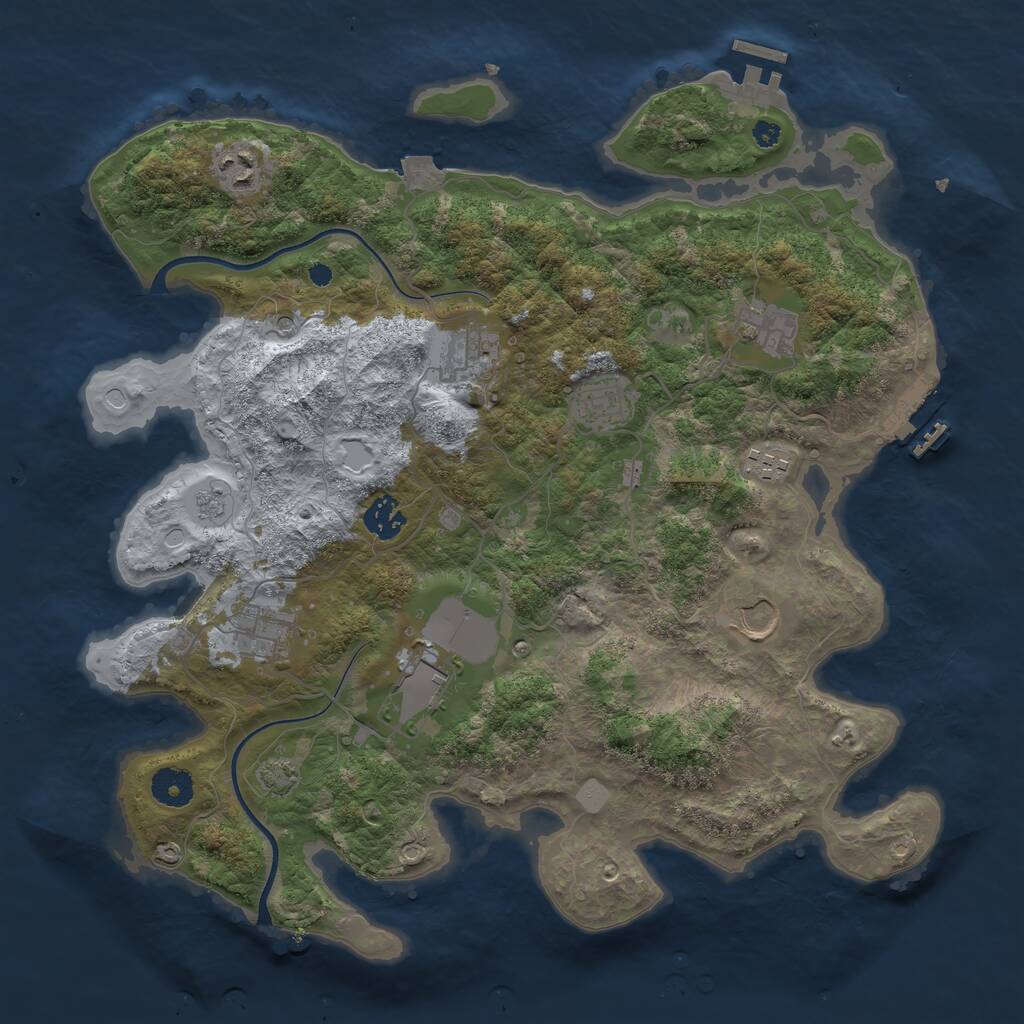 Rust Map: Procedural Map, Size: 3750, Seed: 2114581169, 15 Monuments