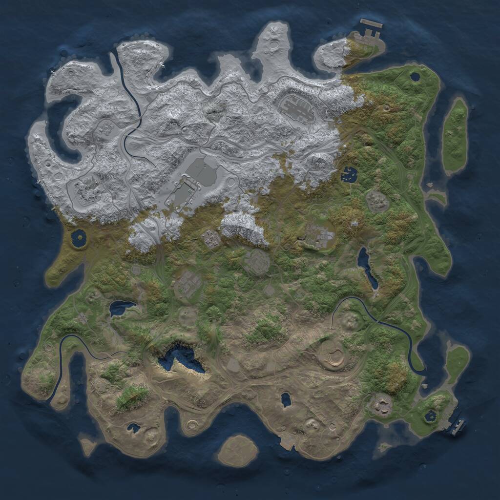 Rust Map: Procedural Map, Size: 4500, Seed: 83399, 16 Monuments