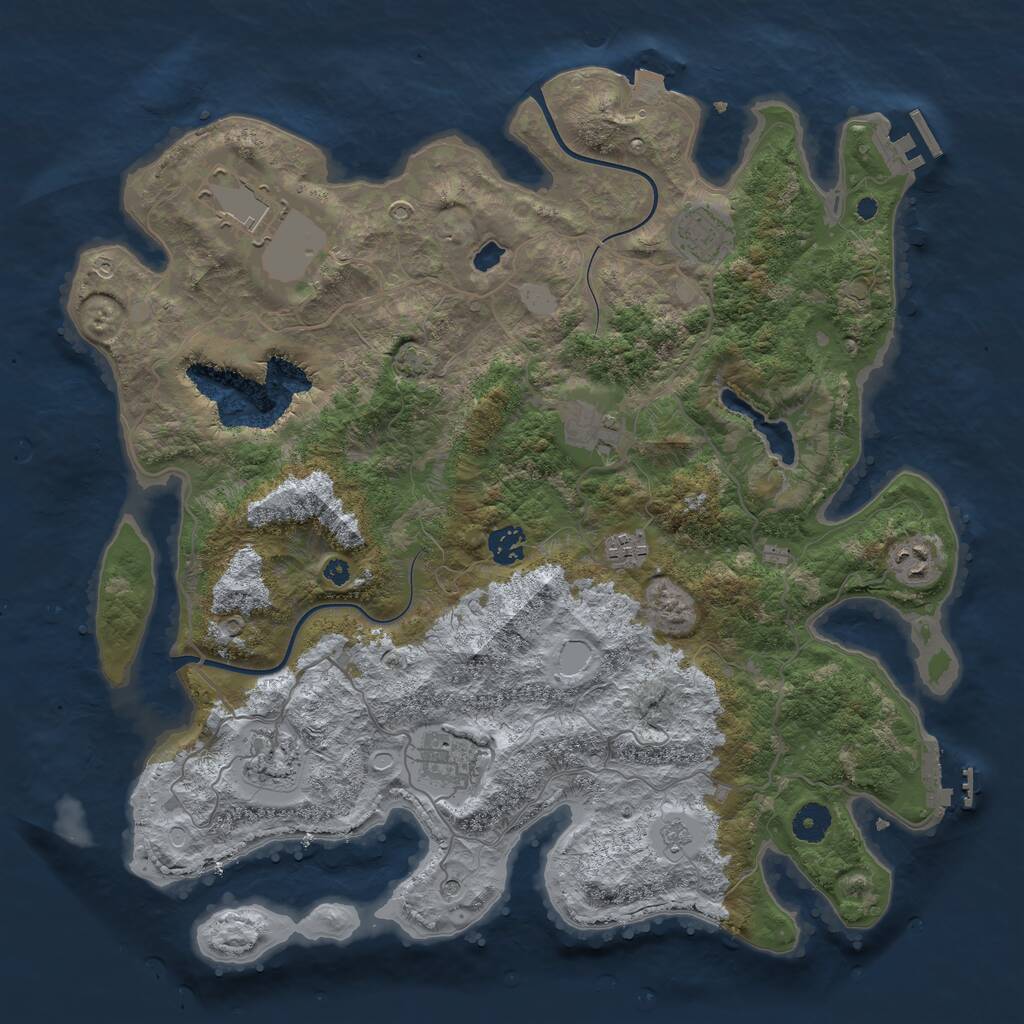 Rust Map: Procedural Map, Size: 4000, Seed: 55544, 14 Monuments
