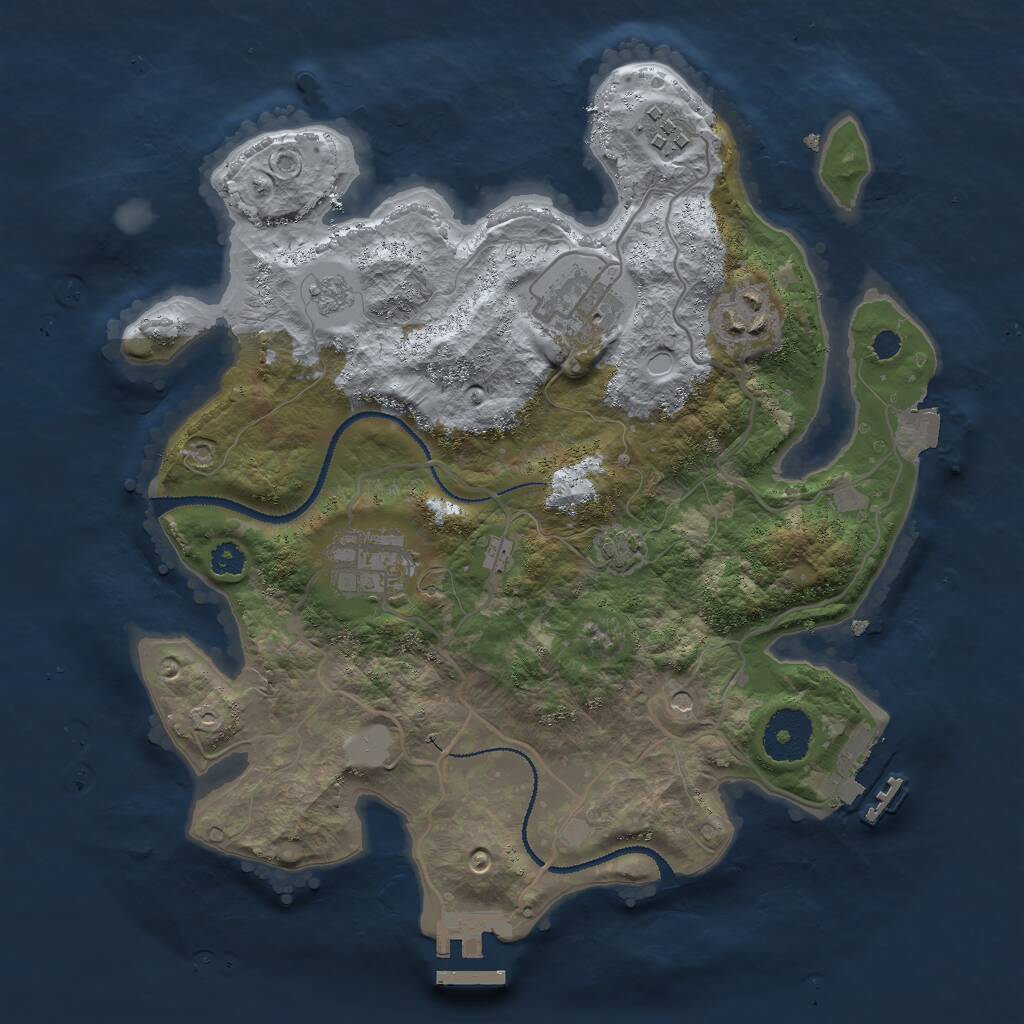 Rust Map: Procedural Map, Size: 3000, Seed: 9355, 10 Monuments