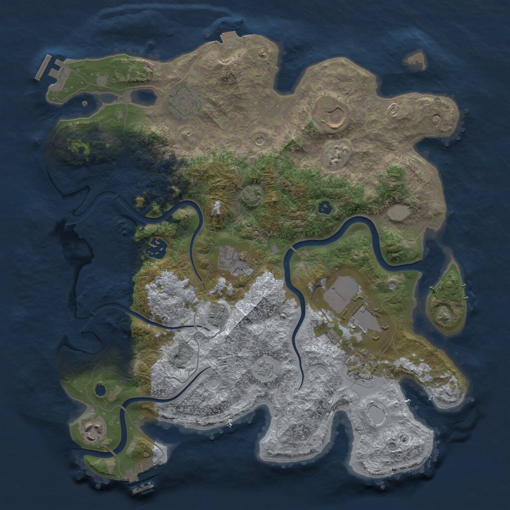Rust Map: Procedural Map, Size: 3700, Seed: 501396774, 14 Monuments