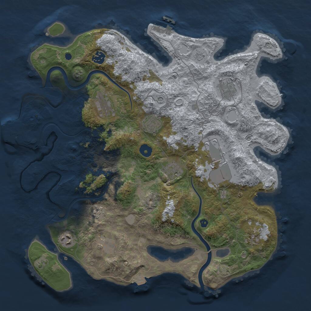 Rust Map: Procedural Map, Size: 3750, Seed: 293674354, 16 Monuments