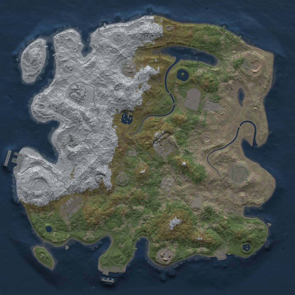 Rust Map: Procedural Map, Size: 3700, Seed: 102002399, 15 Monuments