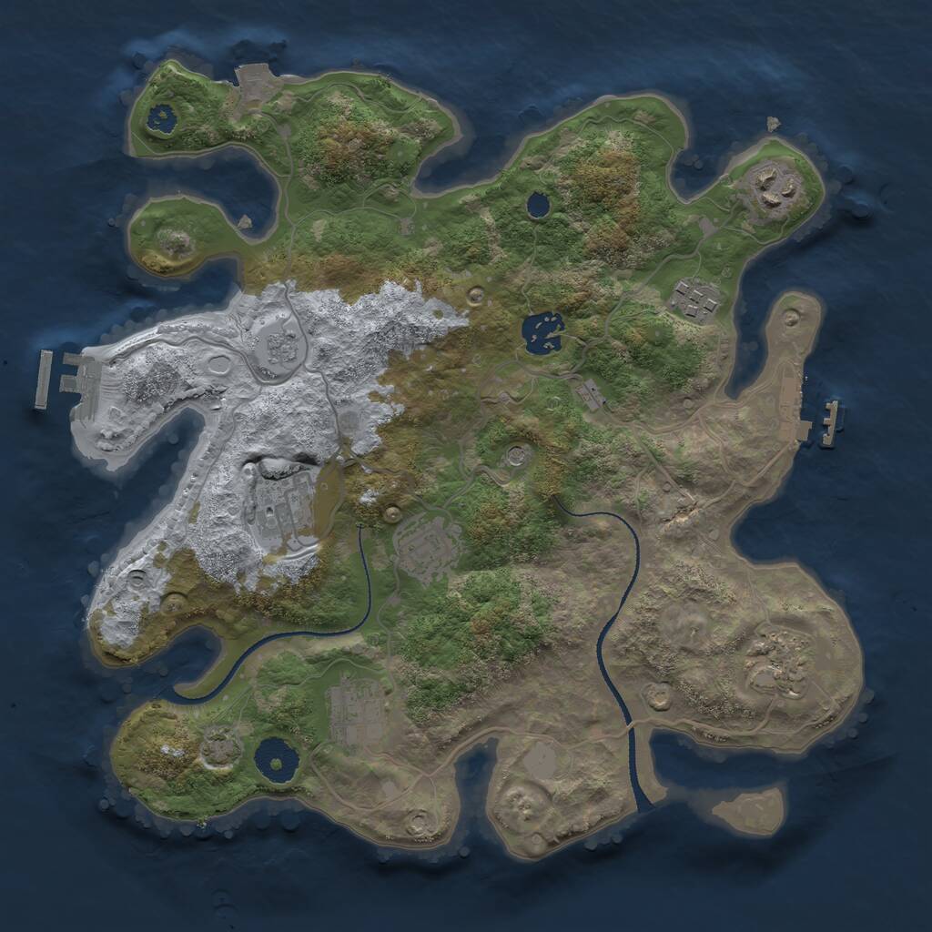 Rust Map: Procedural Map, Size: 3200, Seed: 7101, 13 Monuments