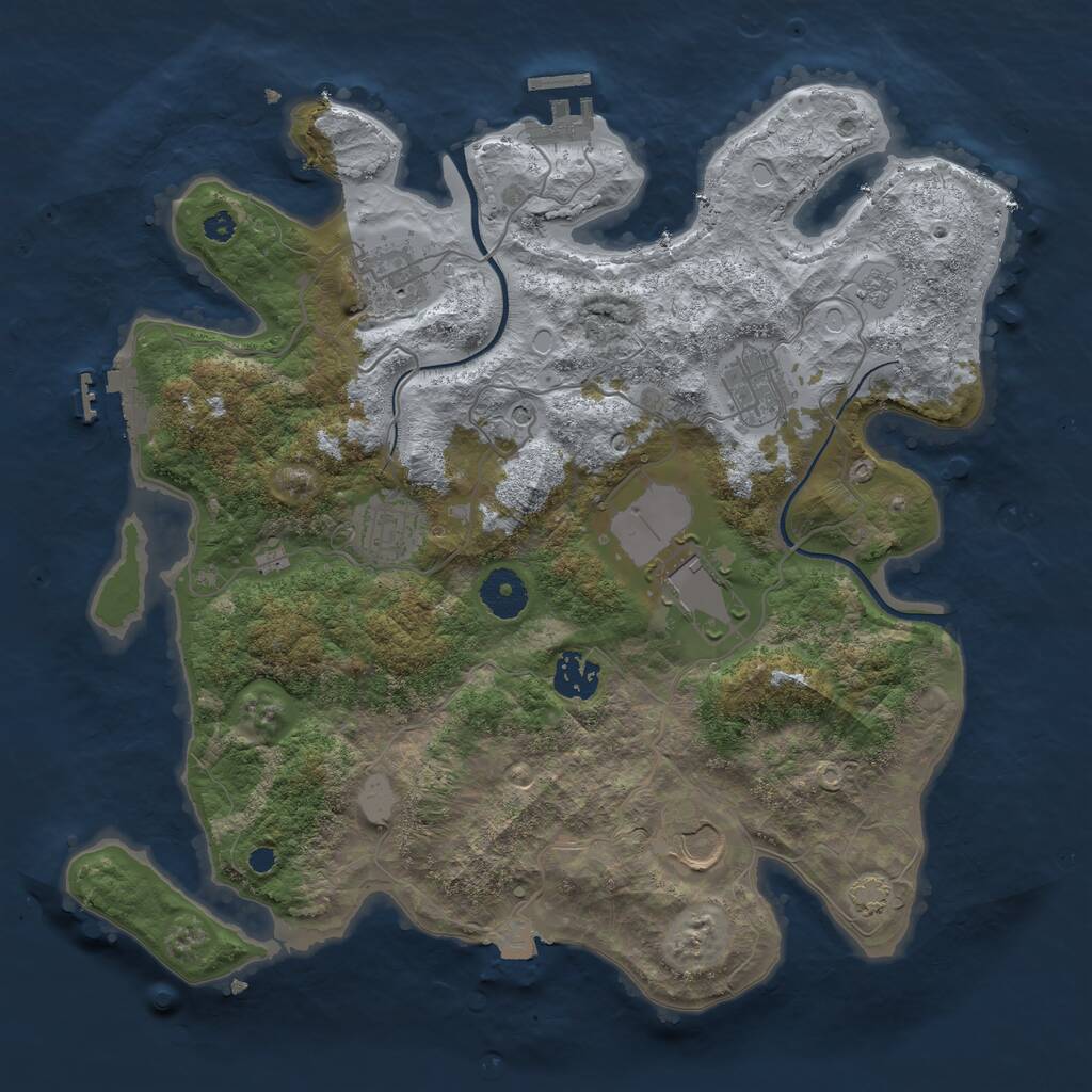 Rust Map: Procedural Map, Size: 3500, Seed: 1228709699, 12 Monuments