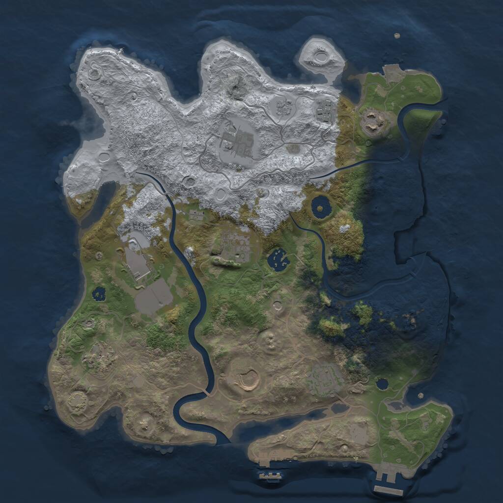 Rust Map: Procedural Map, Size: 3500, Seed: 2127336393, 15 Monuments