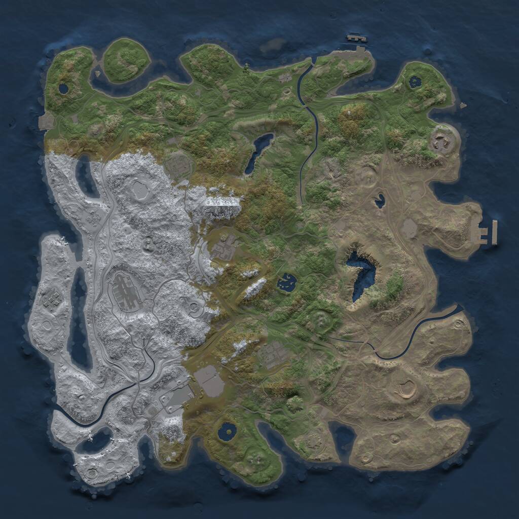 Rust Map: Procedural Map, Size: 4250, Seed: 1273486808, 15 Monuments
