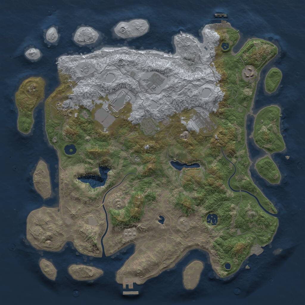 Rust Map: Procedural Map, Size: 4000, Seed: 71114791, 14 Monuments