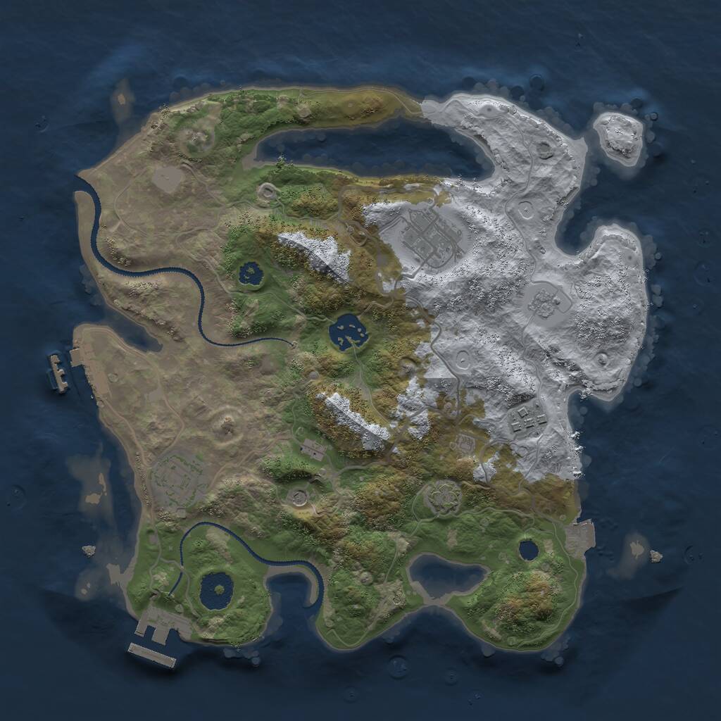 Rust Map: Procedural Map, Size: 3000, Seed: 83622, 10 Monuments
