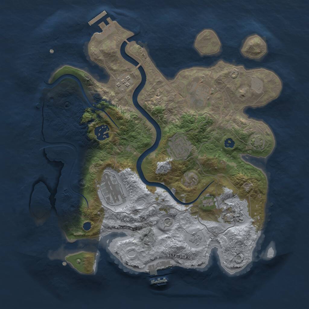 Rust Map: Procedural Map, Size: 3000, Seed: 70408575, 12 Monuments