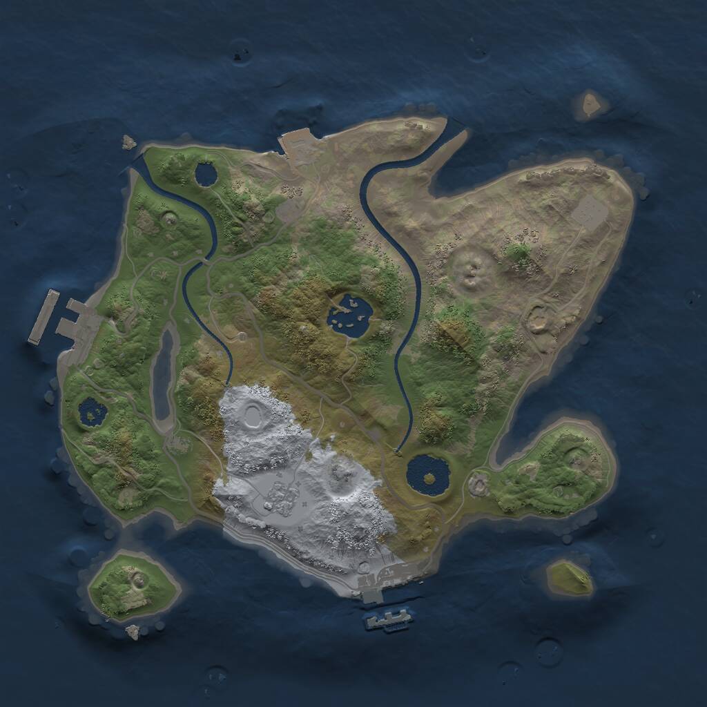 Rust Map: Procedural Map, Size: 2500, Seed: 1457578283, 5 Monuments