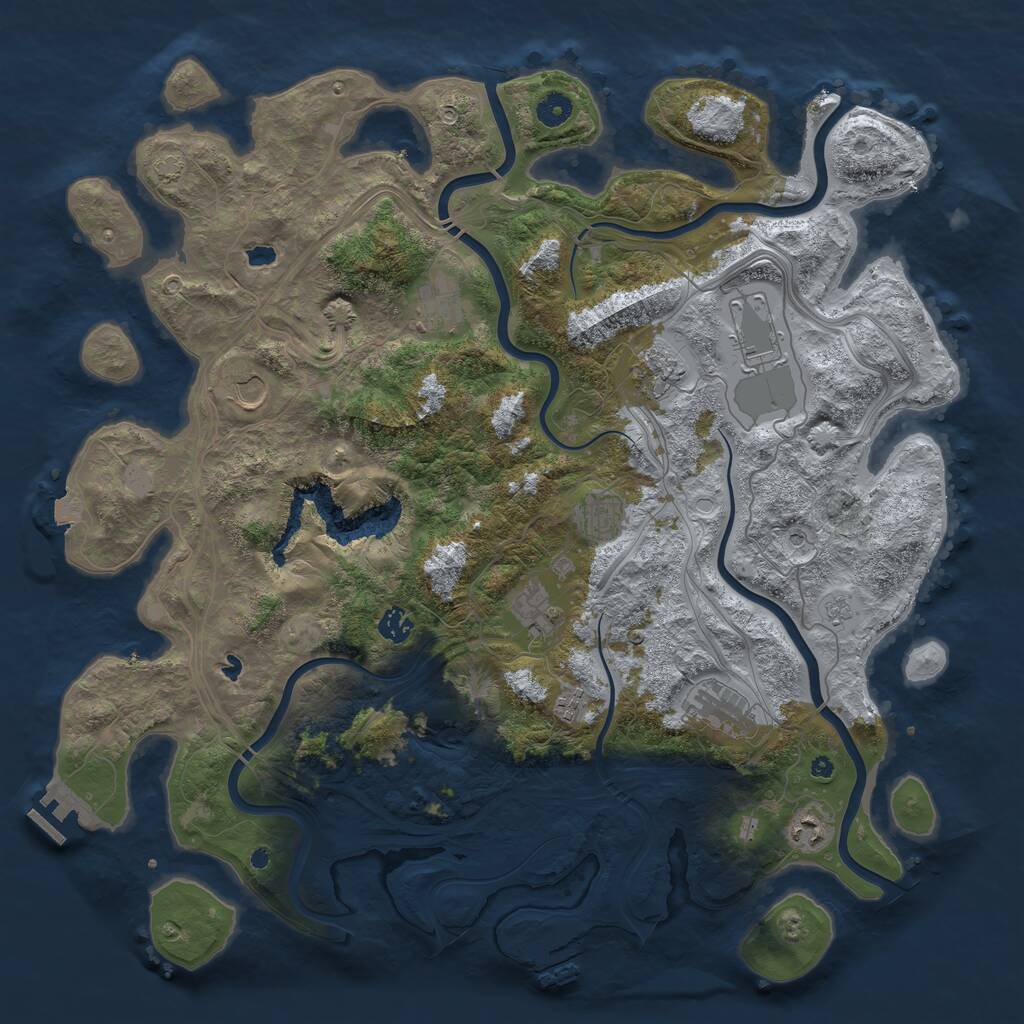 Rust Map: Procedural Map, Size: 4500, Seed: 874235905, 16 Monuments