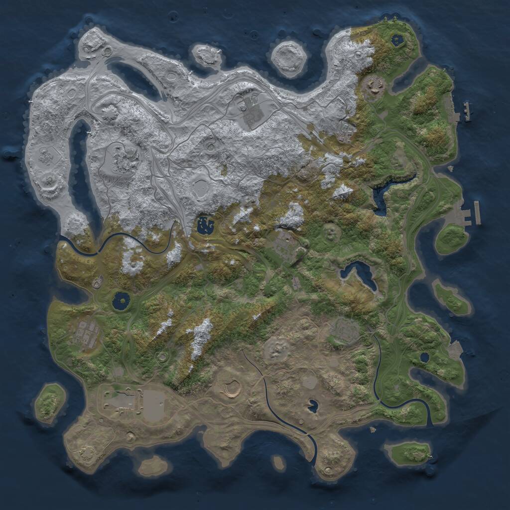 Rust Map: Procedural Map, Size: 4300, Seed: 876410765, 16 Monuments