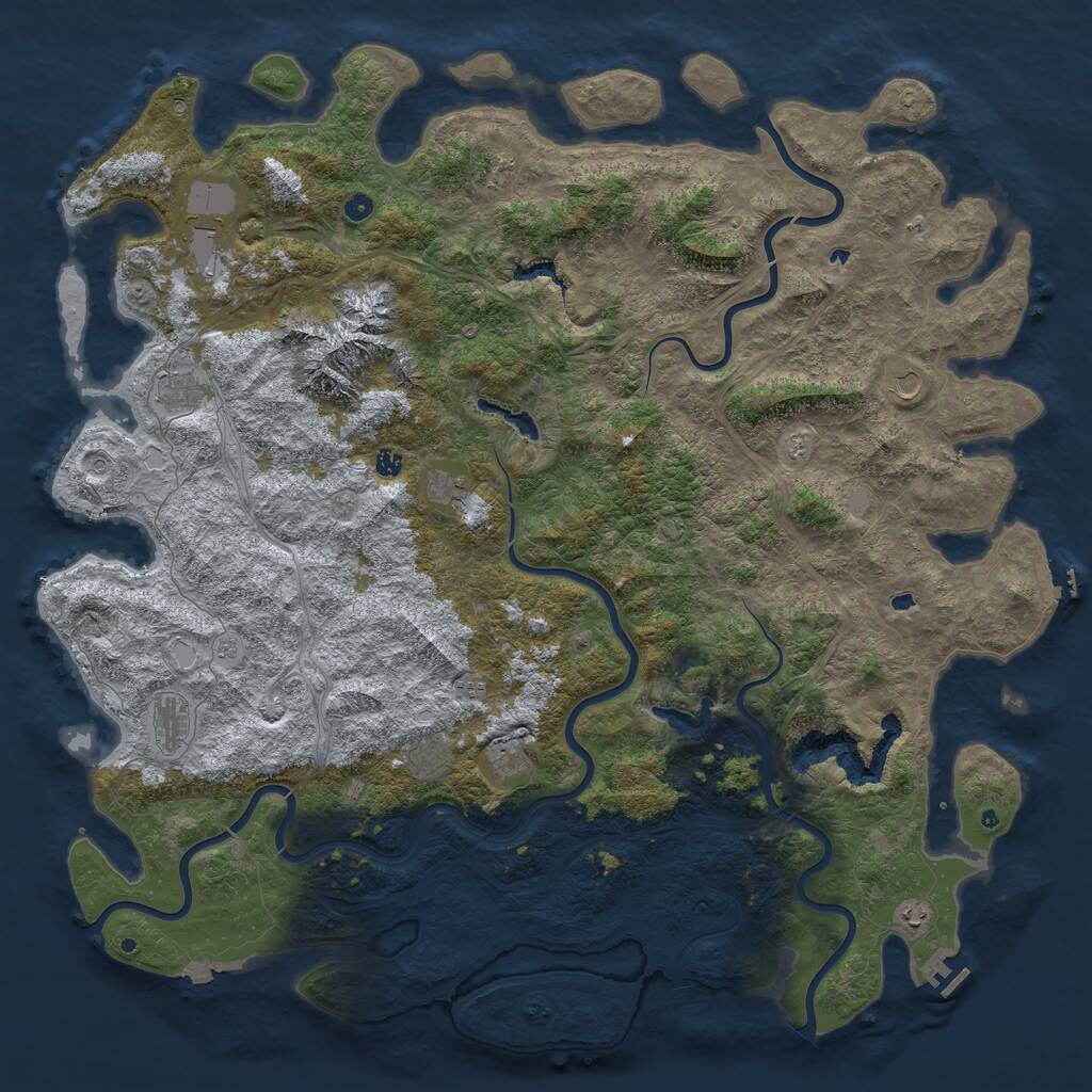 Rust Map: Procedural Map, Size: 6000, Seed: 504967773, 17 Monuments