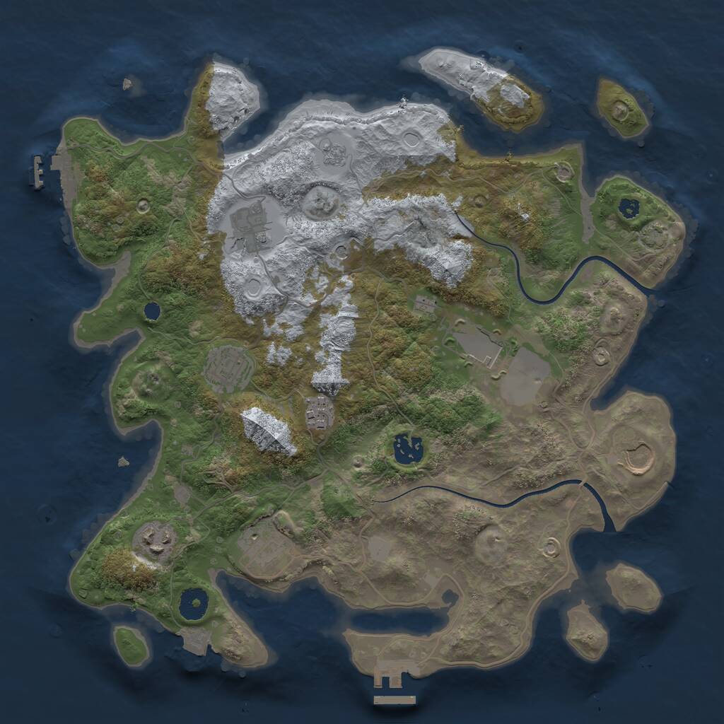 Rust Map: Procedural Map, Size: 3500, Seed: 196295756, 14 Monuments