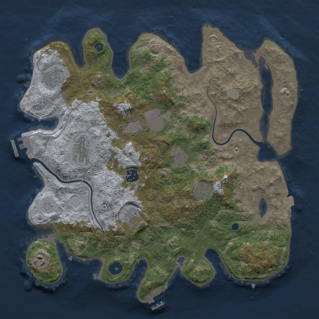 Rust Map: Procedural Map, Size: 3700, Seed: 697736466, 14 Monuments
