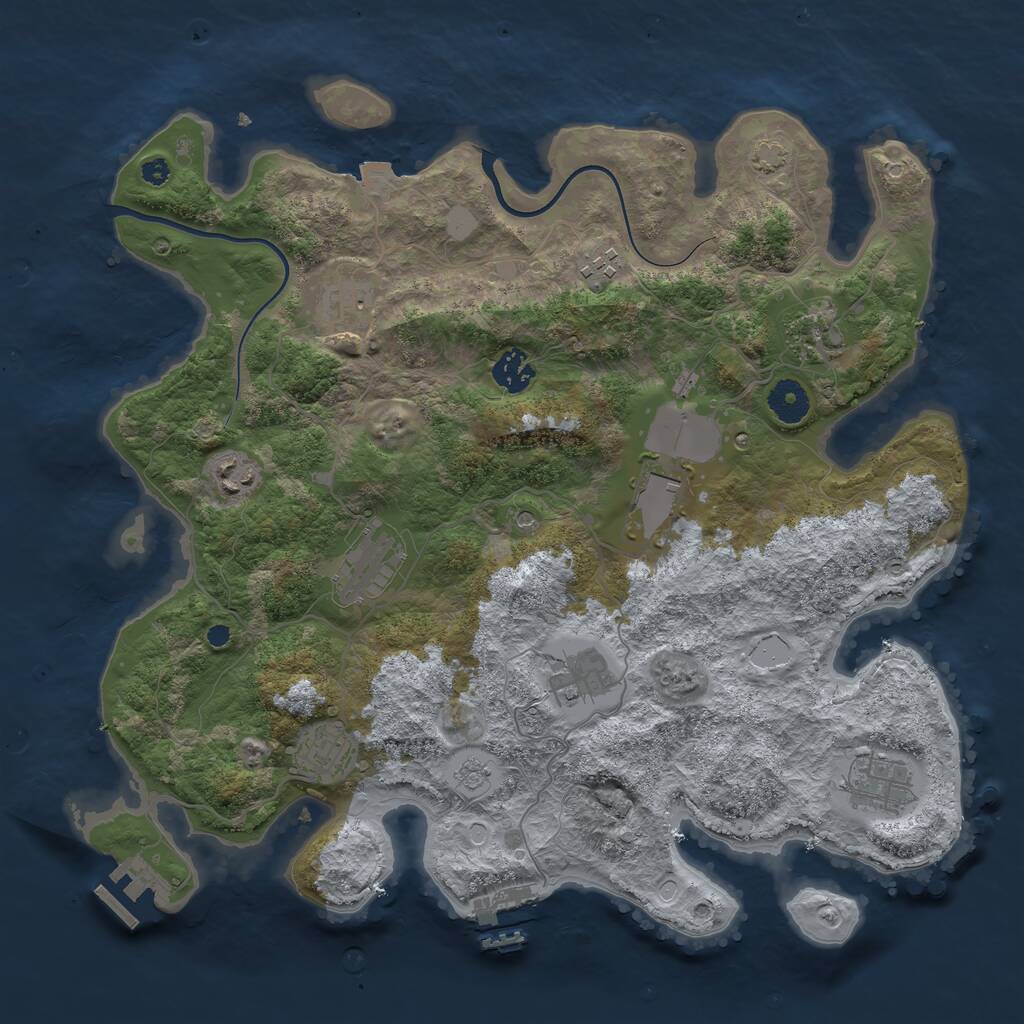 Rust Map: Procedural Map, Size: 3750, Seed: 52023230, 16 Monuments
