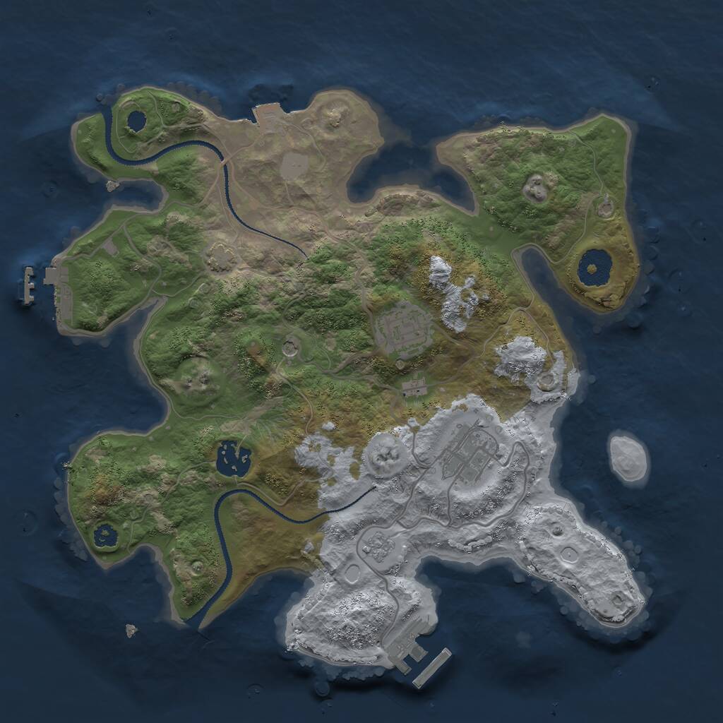 Rust Map: Procedural Map, Size: 3000, Seed: 187773999, 9 Monuments