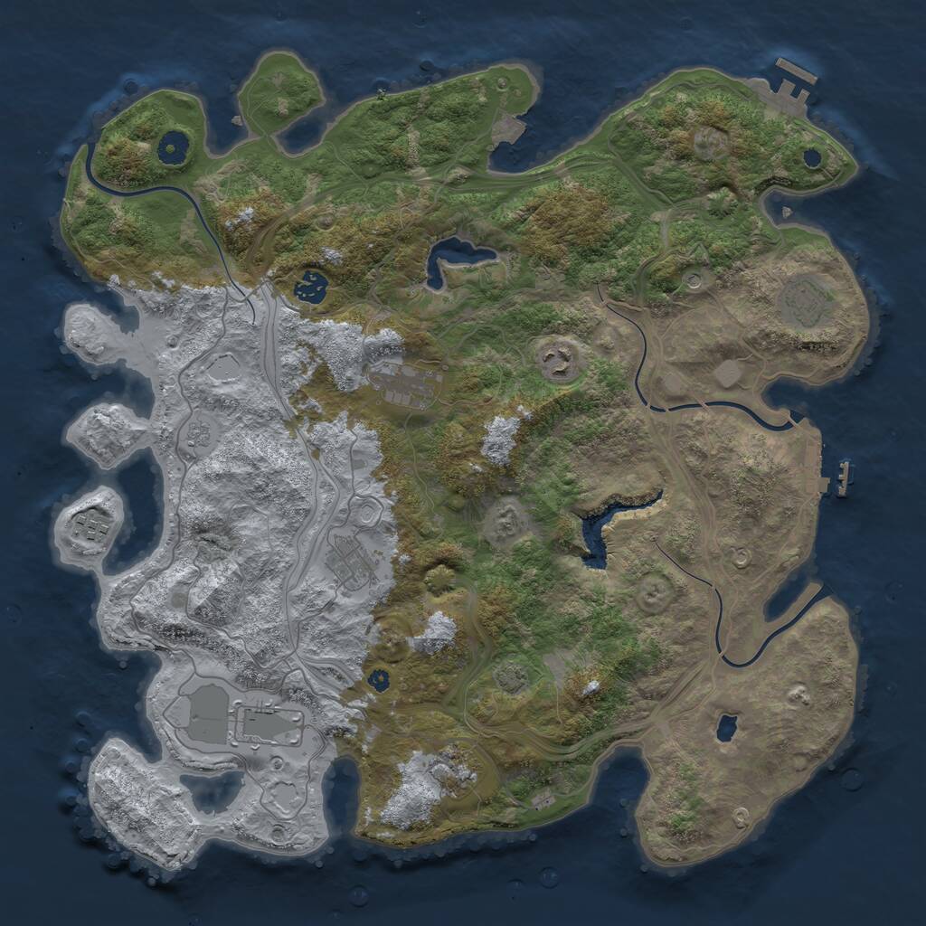 Rust Map: Procedural Map, Size: 4250, Seed: 488055964, 14 Monuments