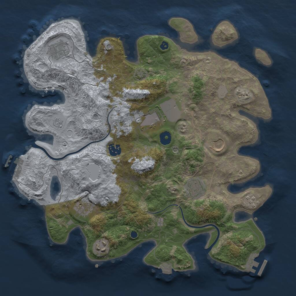 Rust Map: Procedural Map, Size: 3500, Seed: 29154, 14 Monuments