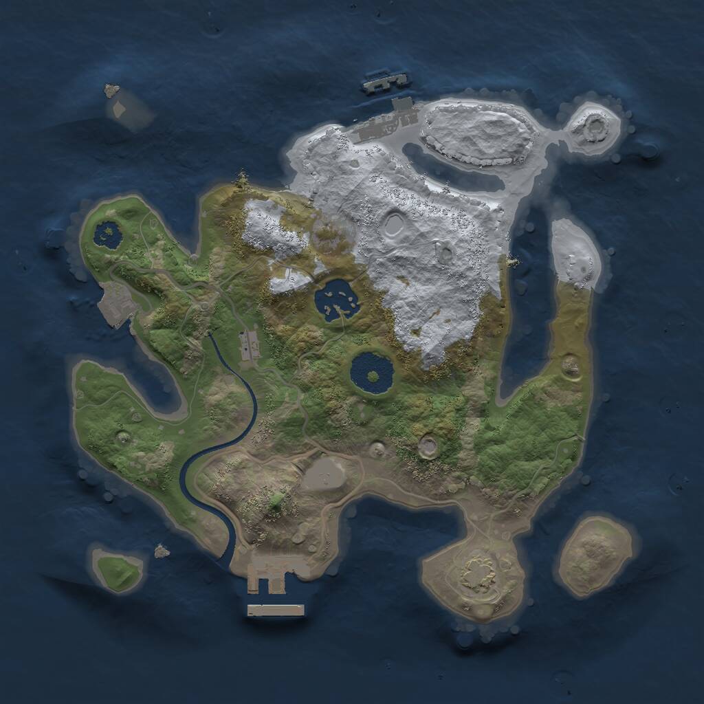 Rust Map: Procedural Map, Size: 2500, Seed: 450332324, 5 Monuments