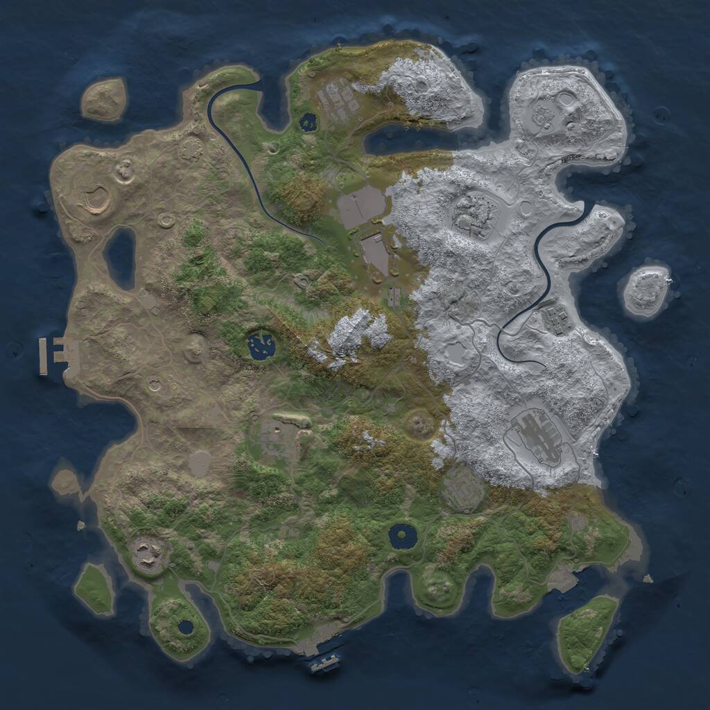 Rust Map: Procedural Map, Size: 3850, Seed: 287990281, 16 Monuments