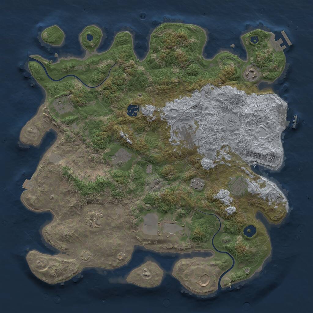 Rust Map: Procedural Map, Size: 3850, Seed: 287990253, 16 Monuments