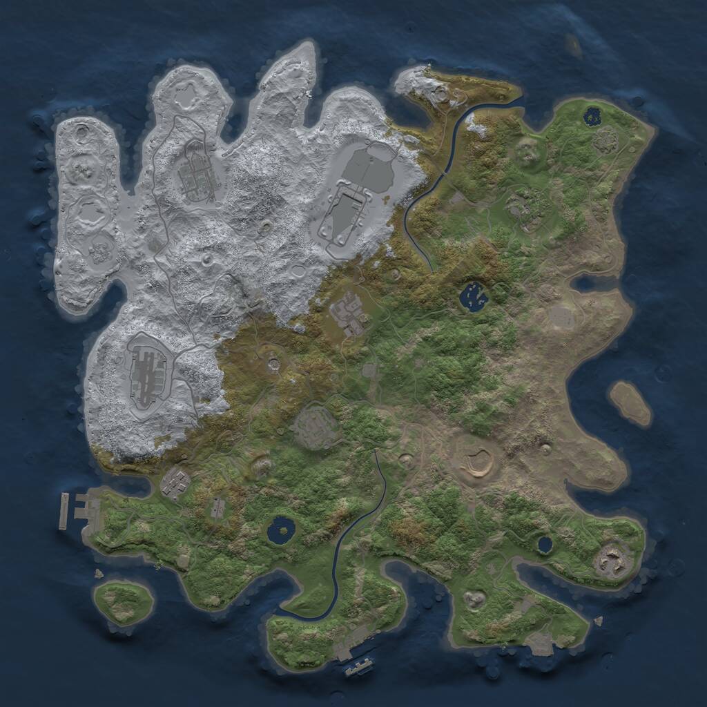 Rust Map: Procedural Map, Size: 3850, Seed: 287990273, 16 Monuments