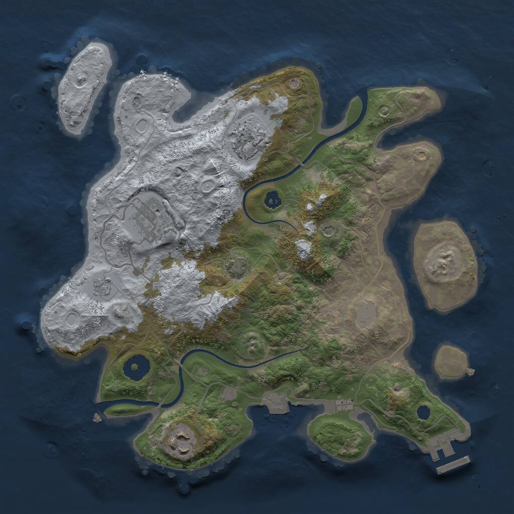 Rust Map: Procedural Map, Size: 3000, Seed: 1084430676, 8 Monuments