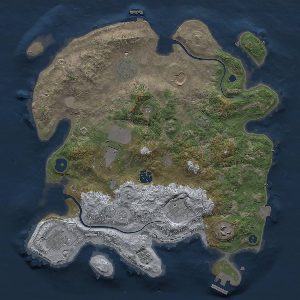 Rust Map: Procedural Map, Size: 3500, Seed: 910267267, 14 Monuments