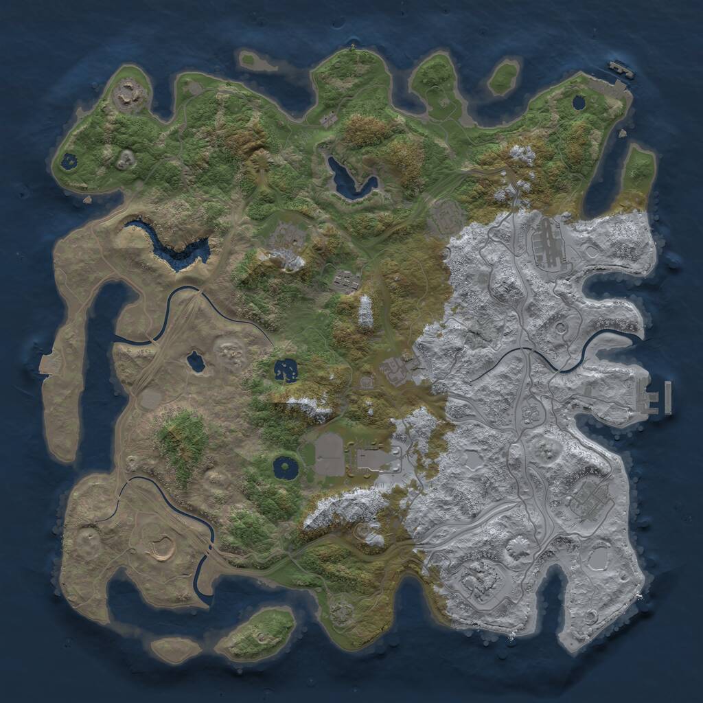 Rust Map: Procedural Map, Size: 4250, Seed: 389605651, 17 Monuments