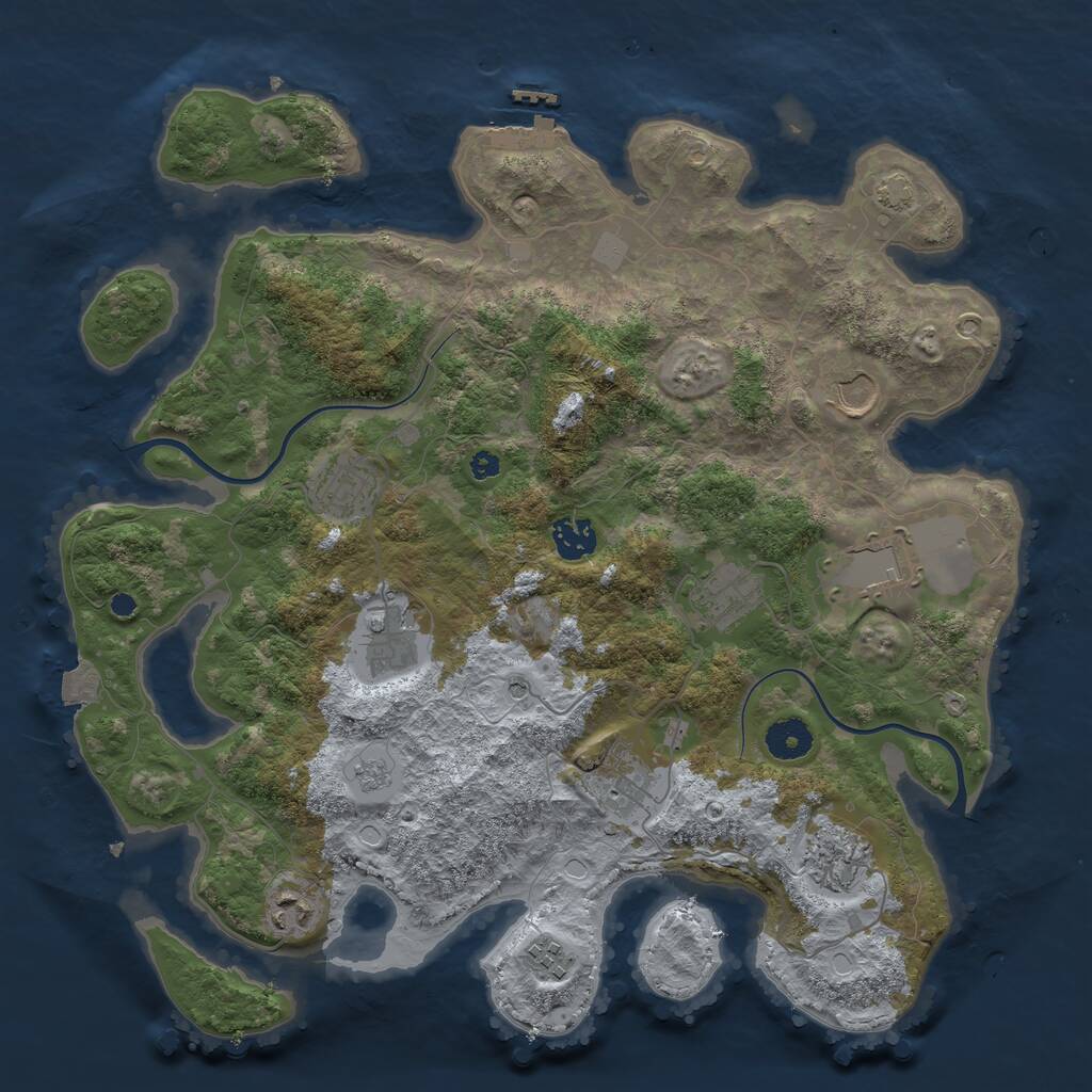 Rust Map: Procedural Map, Size: 3750, Seed: 796365198, 15 Monuments