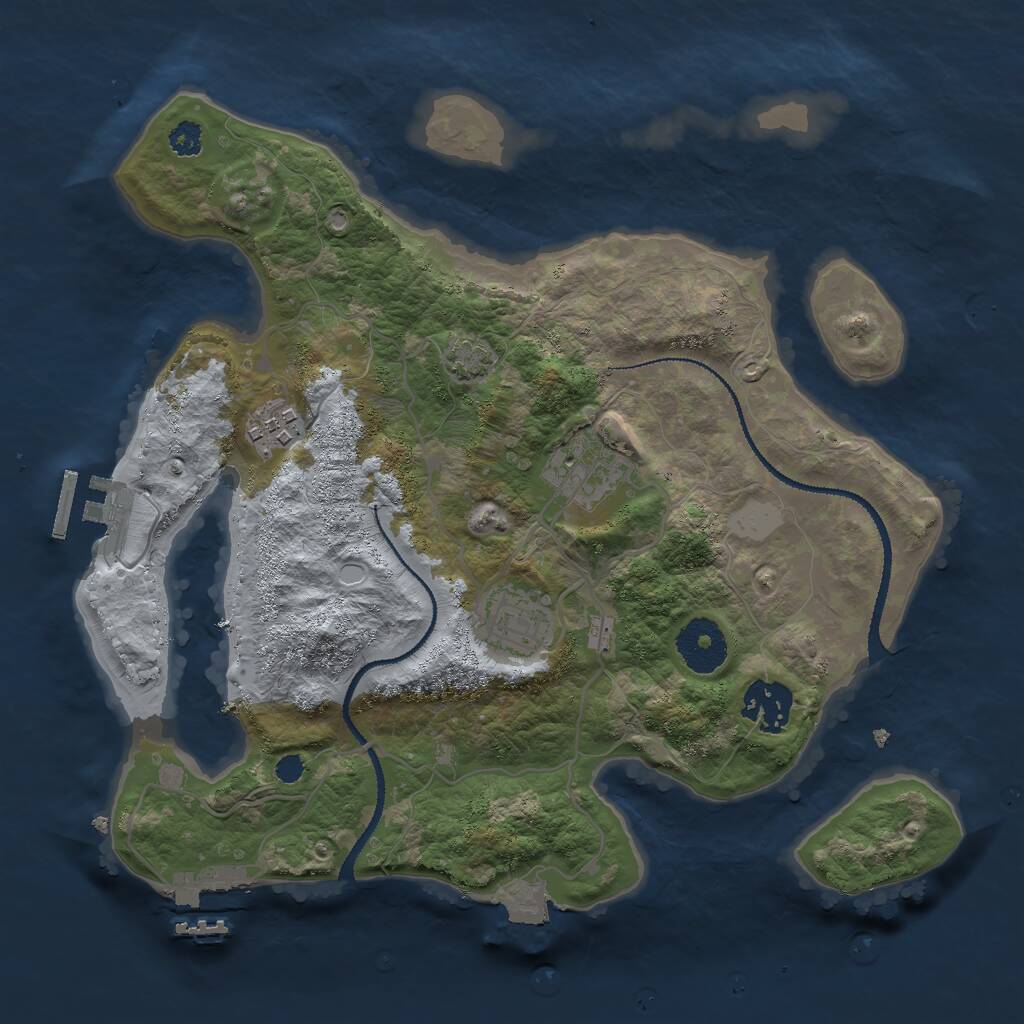 Rust Map: Procedural Map, Size: 3000, Seed: 725742370, 8 Monuments