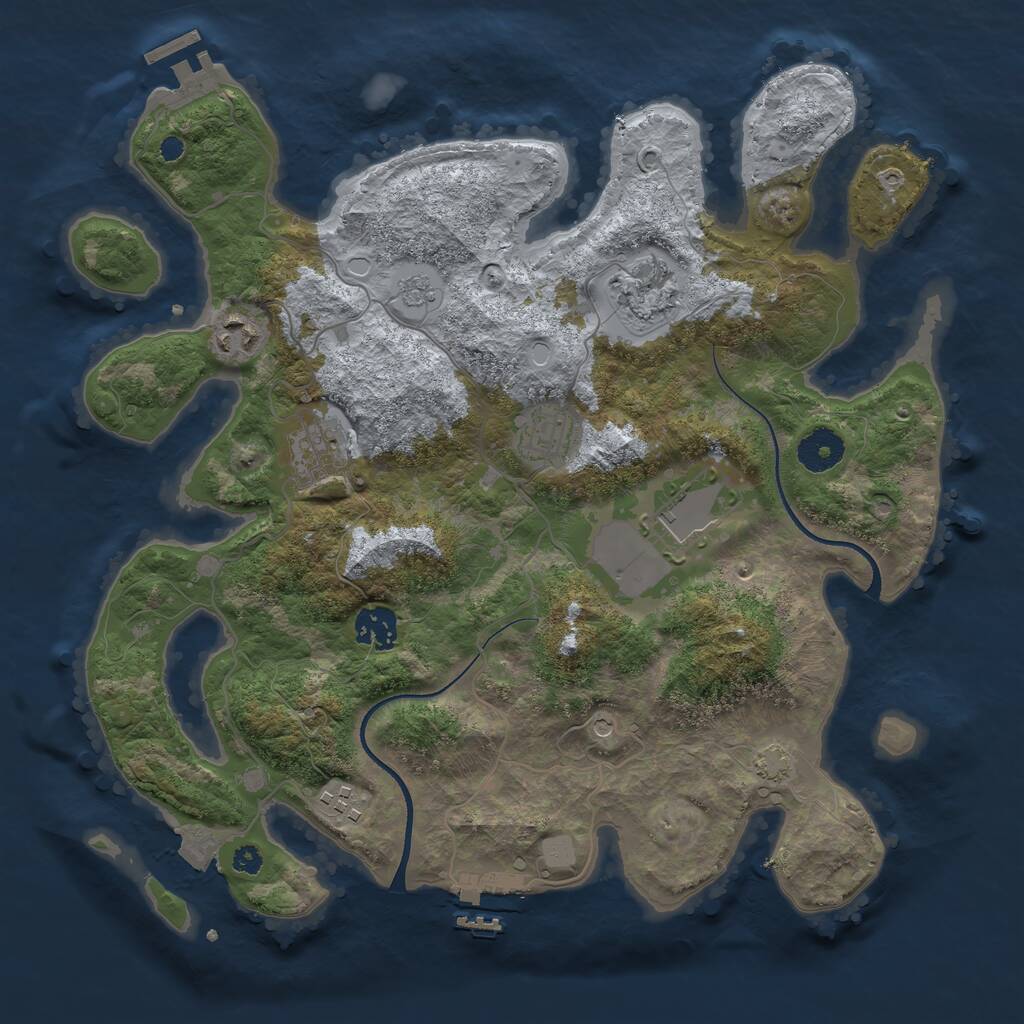 Rust Map: Procedural Map, Size: 3500, Seed: 1373849378, 13 Monuments