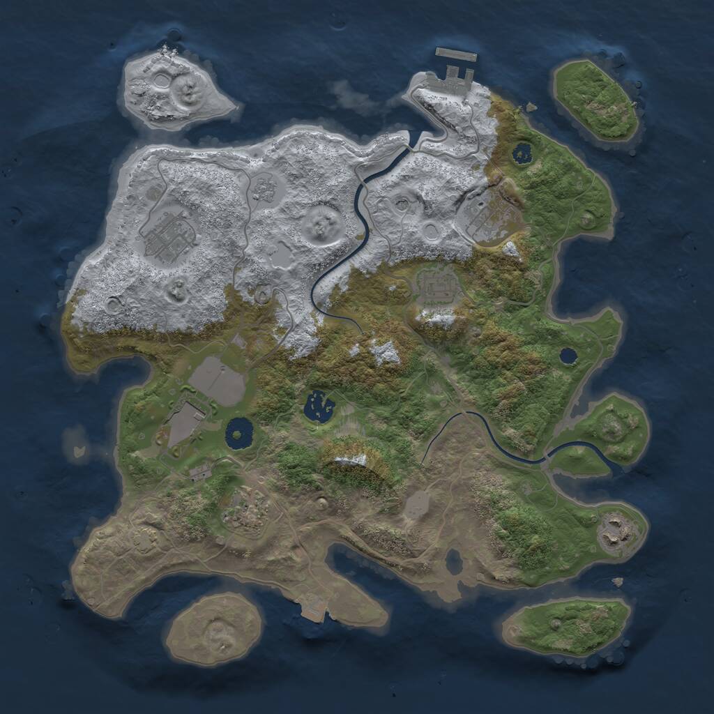 Rust Map: Procedural Map, Size: 3500, Seed: 106083594, 12 Monuments