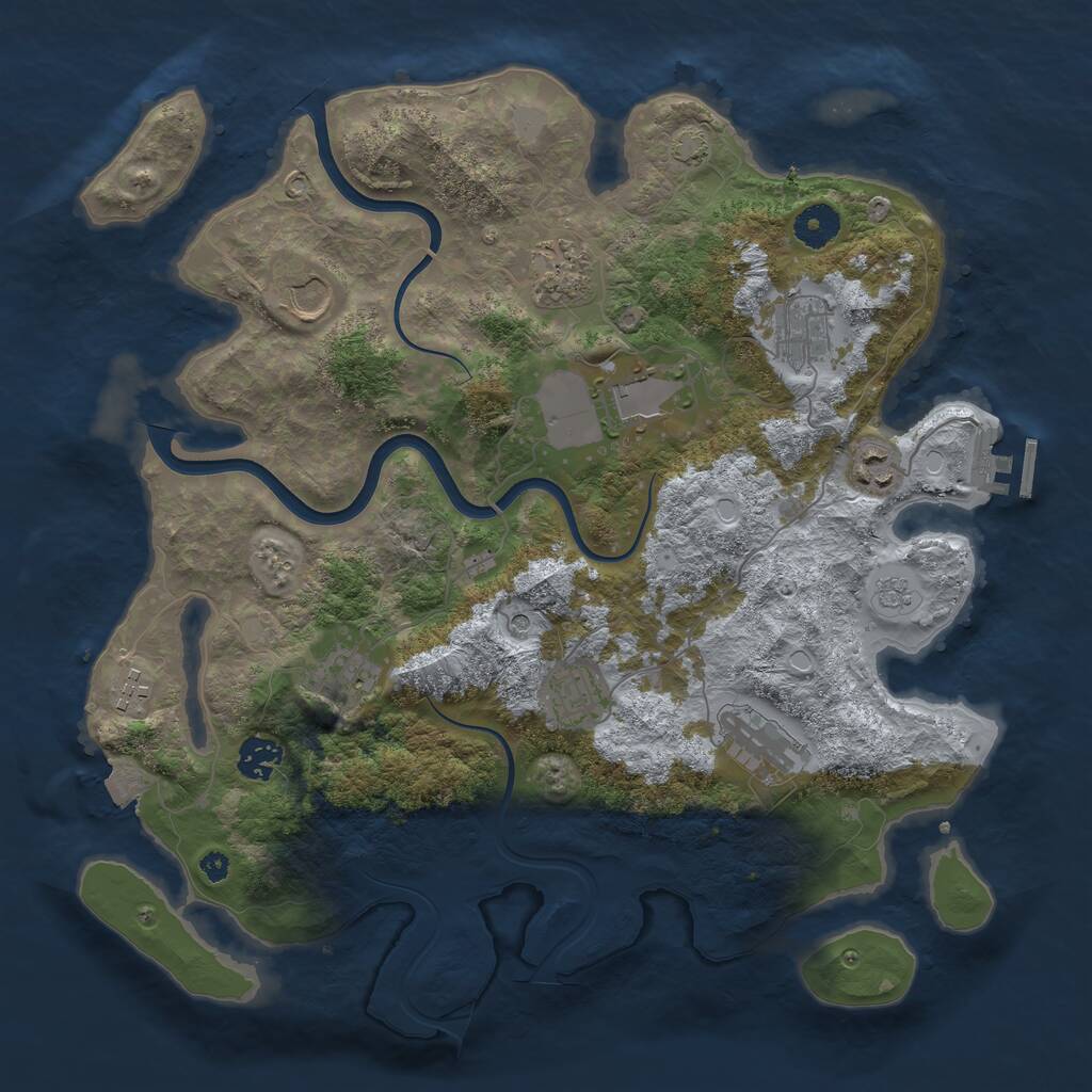 Rust Map: Procedural Map, Size: 3750, Seed: 100607156, 15 Monuments