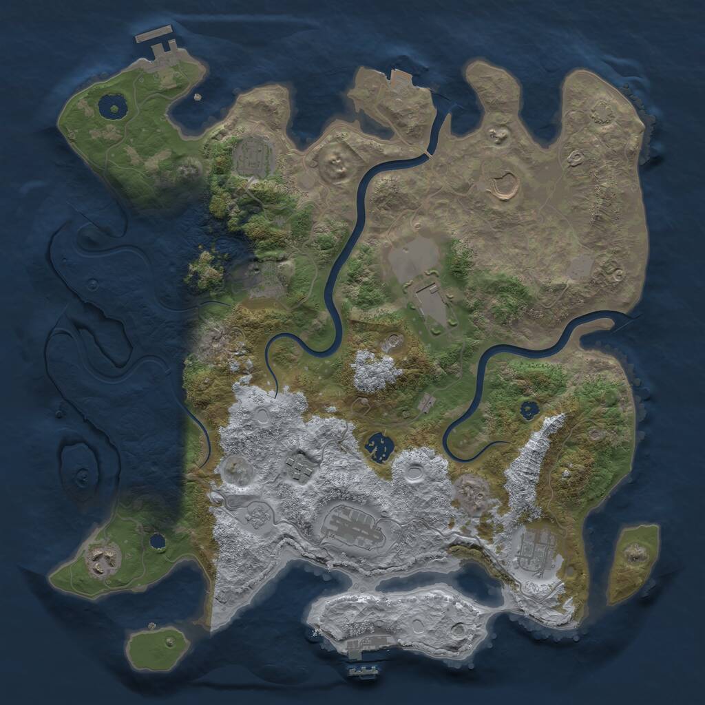 Rust Map: Procedural Map, Size: 3800, Seed: 1227675753, 15 Monuments