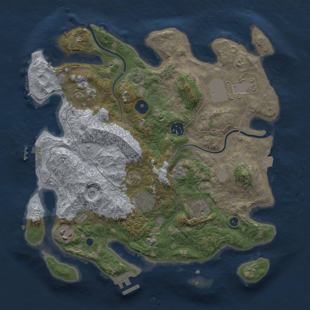 Rust Map: Procedural Map, Size: 3500, Seed: 1051461595, 13 Monuments