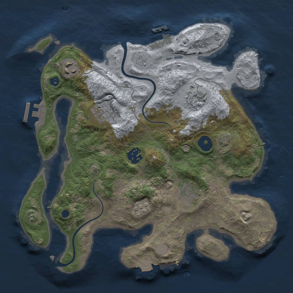 Rust Map: Procedural Map, Size: 3000, Seed: 495197349, 11 Monuments