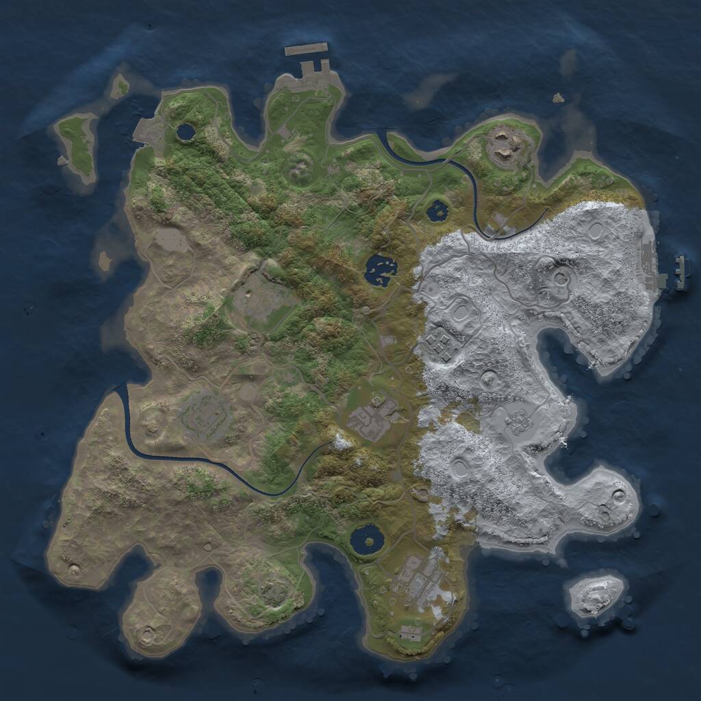 Rust Map: Procedural Map, Size: 3300, Seed: 627095767, 13 Monuments