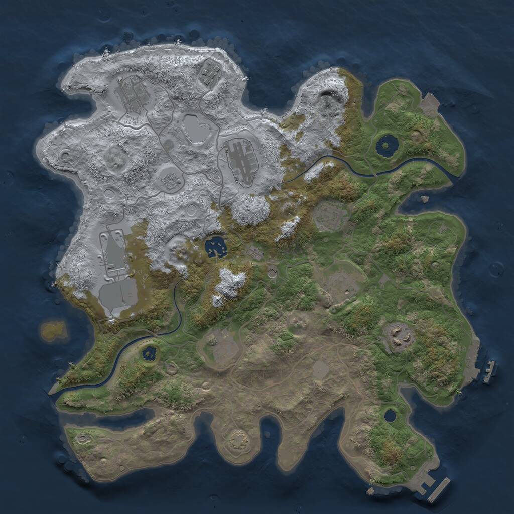 Rust Map: Procedural Map, Size: 3500, Seed: 1068636712, 15 Monuments