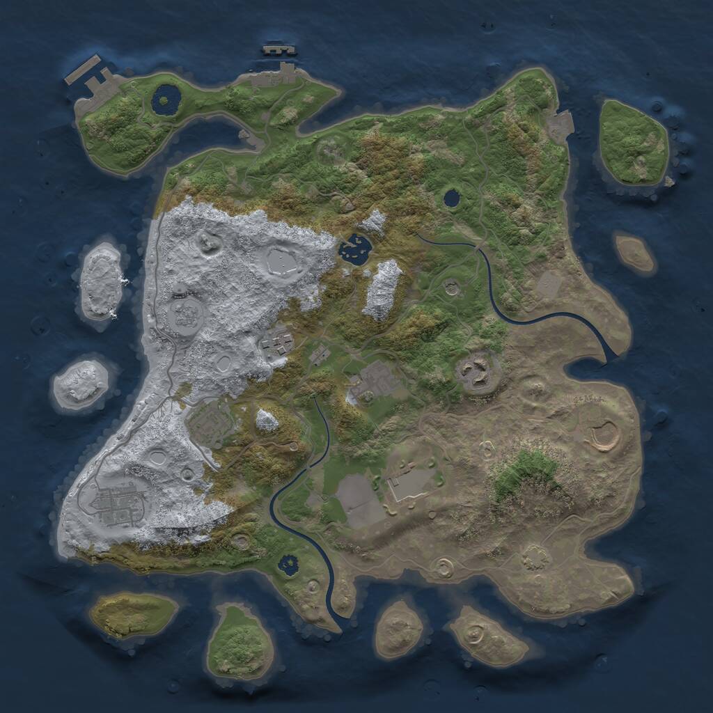 Rust Map: Procedural Map, Size: 3500, Seed: 597492083, 14 Monuments