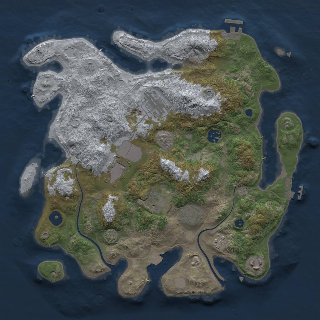 Rust Map: Procedural Map, Size: 3500, Seed: 1396118592, 13 Monuments