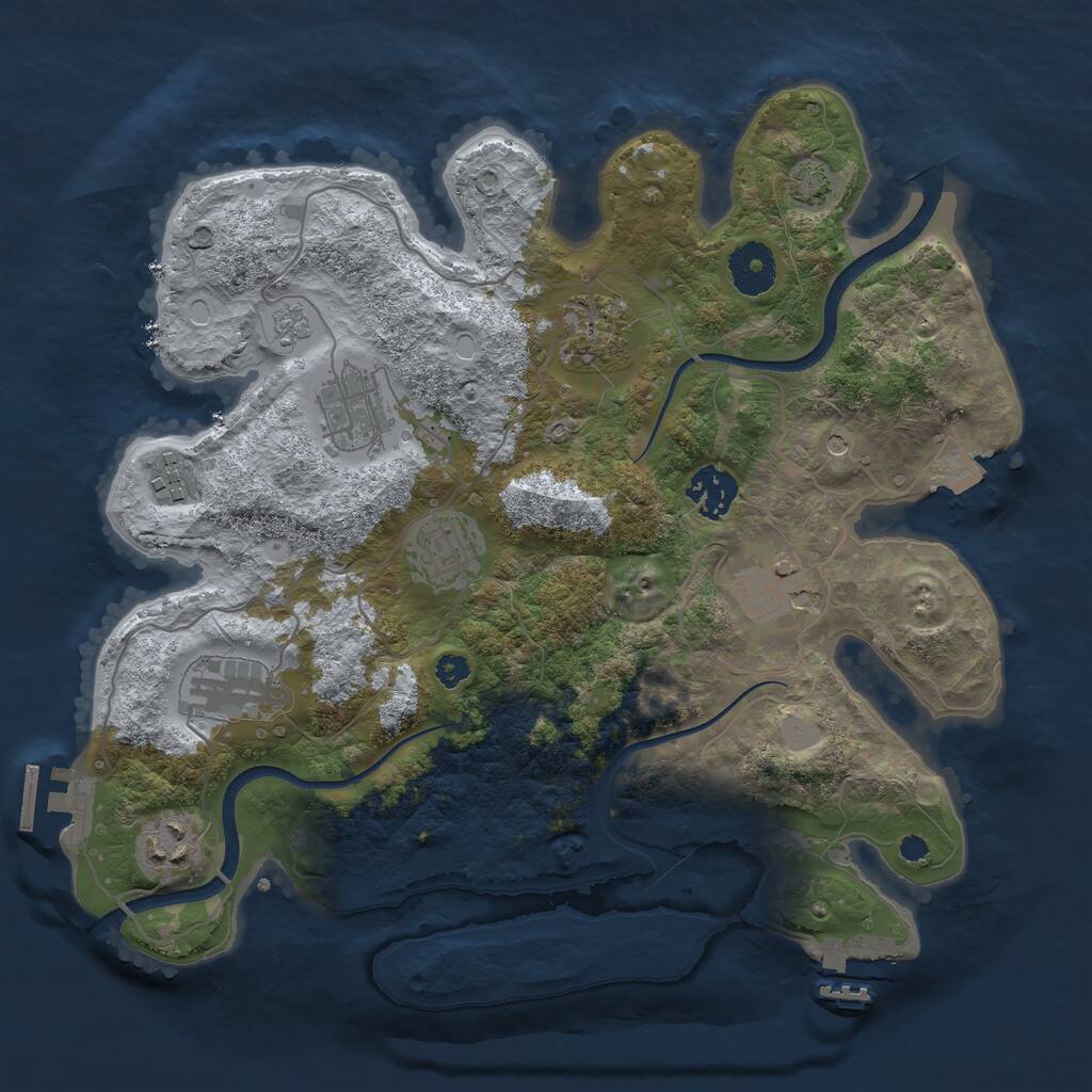 Rust Map: Procedural Map, Size: 3300, Seed: 1330221312, 14 Monuments
