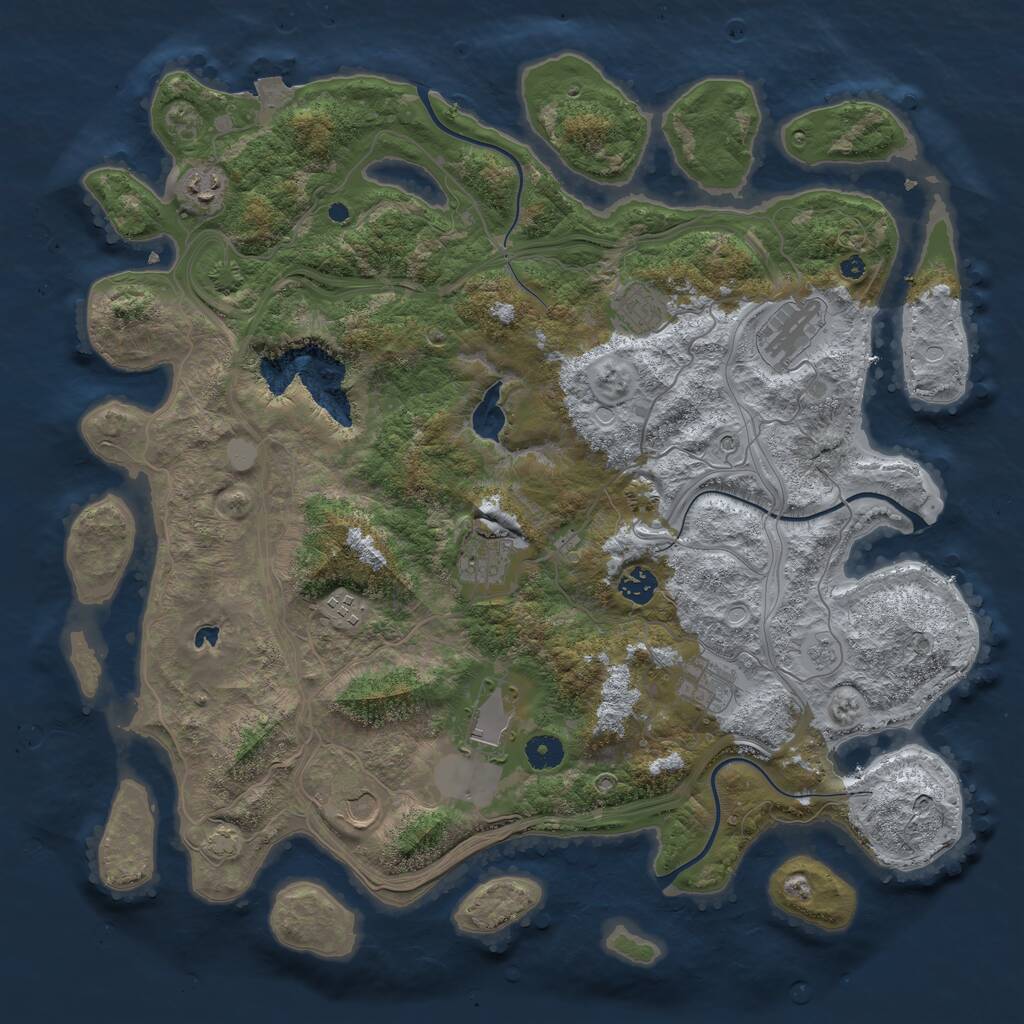 Rust Map: Procedural Map, Size: 4250, Seed: 1495993385, 13 Monuments