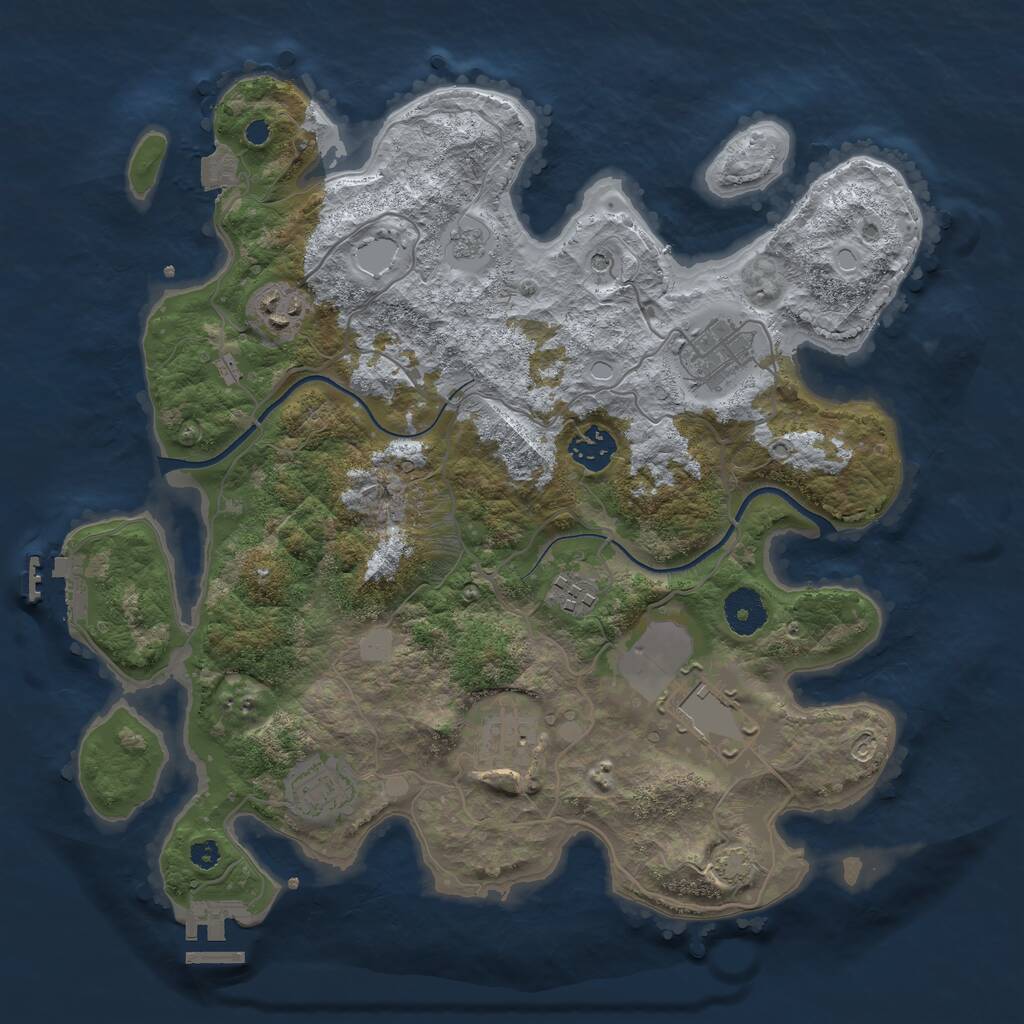Rust Map: Procedural Map, Size: 3500, Seed: 20250130, 13 Monuments