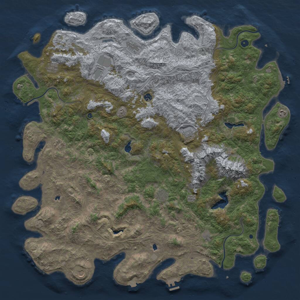 Rust Map: Procedural Map, Size: 6000, Seed: 2006559932, 17 Monuments